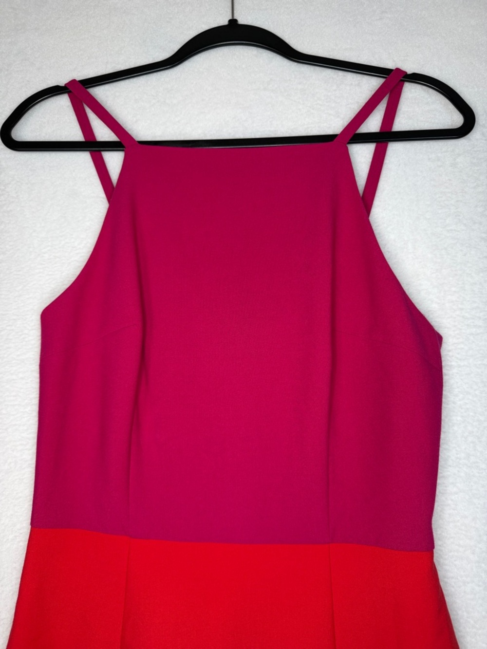 French Connection Women's Bright Pink & Orange A-Line Dress Colorblock Summer - Picture 5 of 10